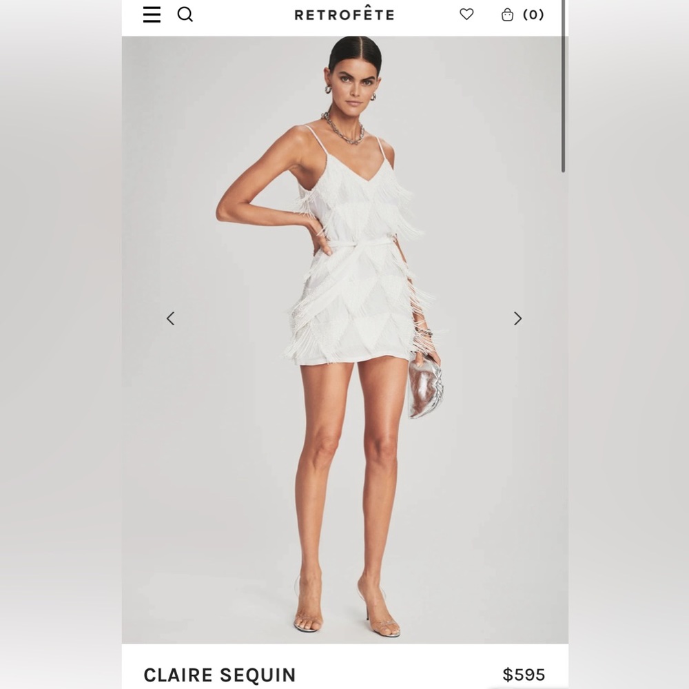 Claire Sequin White XS Dress Retrofete